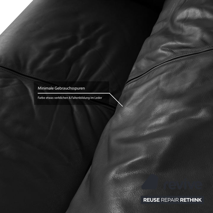 Rolf Benz 6800 Leather Two-Seater Black Sofa Couch