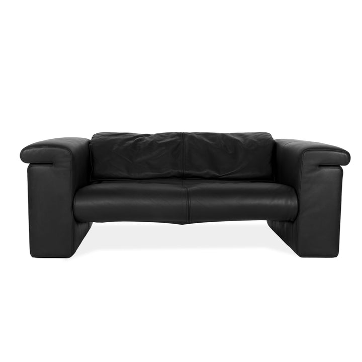 Rolf Benz 6800 Leather Two-Seater Black Sofa Couch