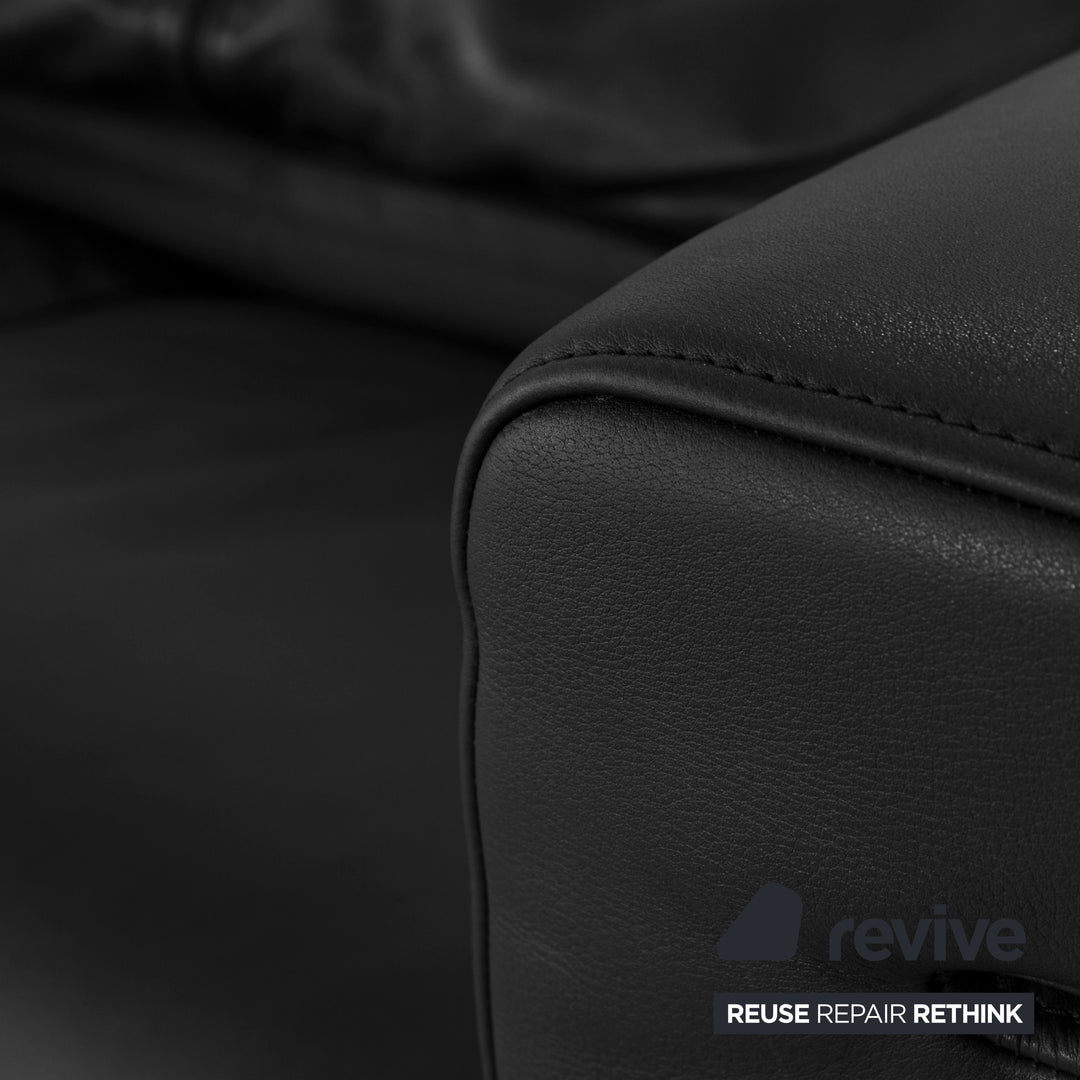 Rolf Benz 6800 Leather Two-Seater Black Sofa Couch