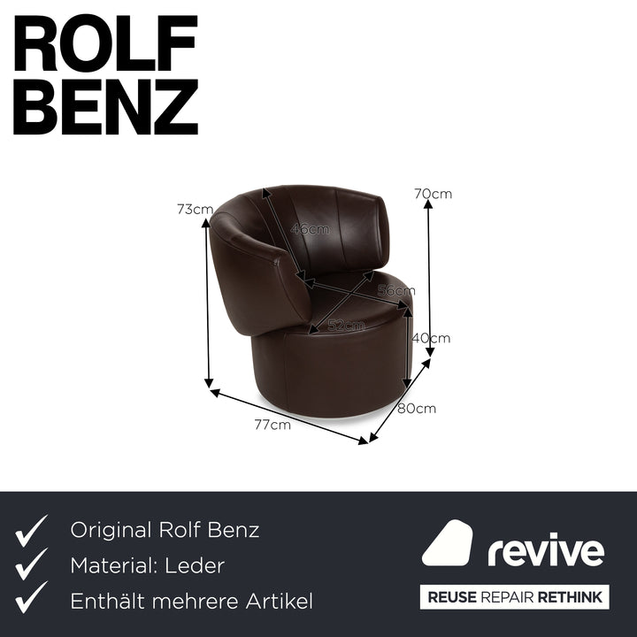 Ensemble de fauteuils en cuir Rolf Benz 684 marron