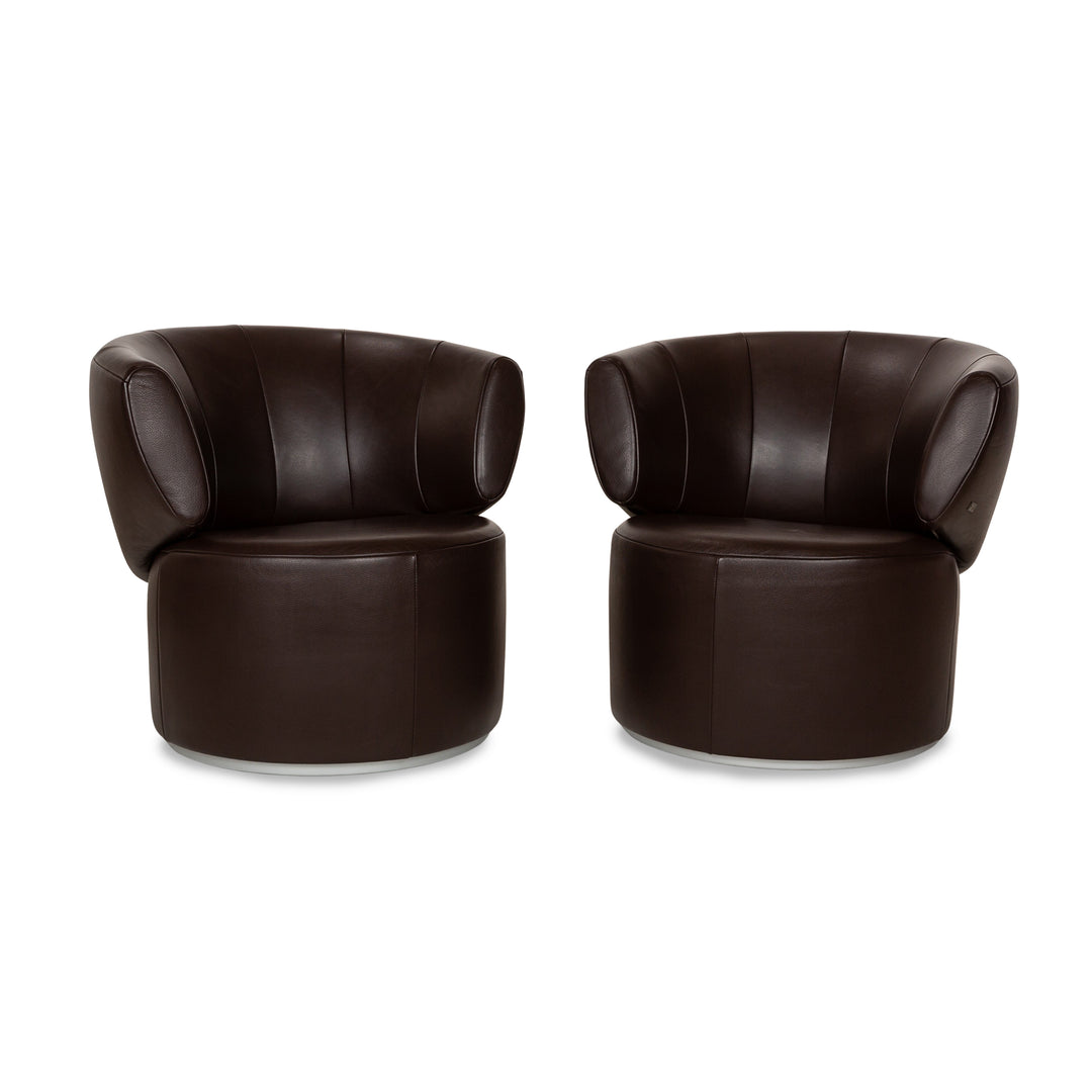 Ensemble de fauteuils en cuir Rolf Benz 684 marron