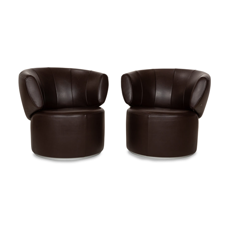 Ensemble de fauteuils en cuir Rolf Benz 684 marron