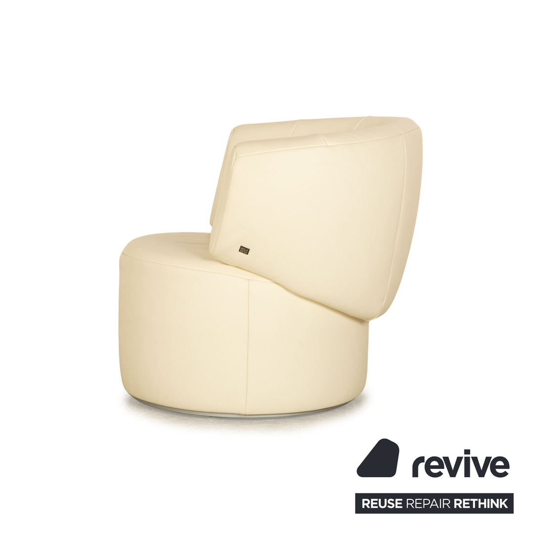 Rolf Benz 684 leather armchair set cream swivel function 2x armchairs