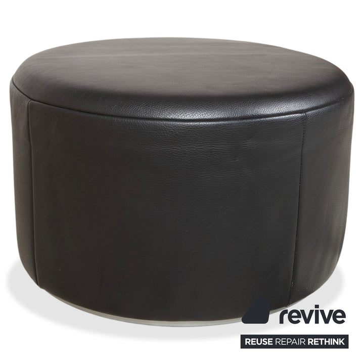 Rolf Benz 684 Fauteuil en cuir noir fonction manuelle avec pouf