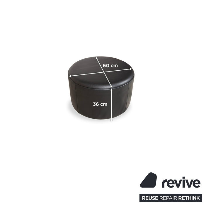 Rolf Benz 684 Fauteuil en cuir noir fonction manuelle avec pouf