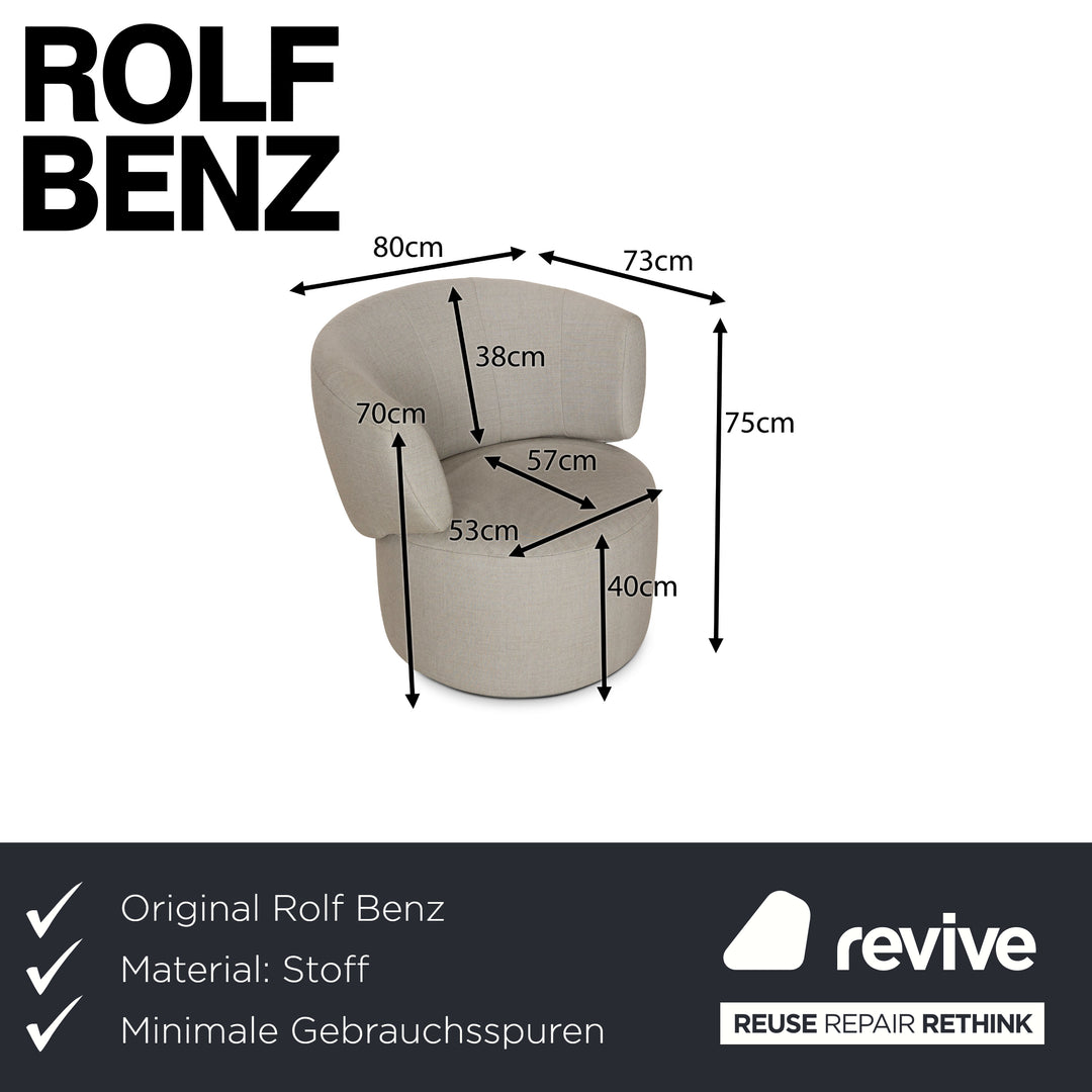 Rolf Benz 684 Stoff Sessel Grau manuelle Funktion inkl. Hocker