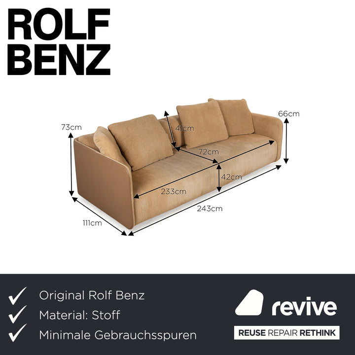 Rolf Benz 6900 Fabric Three Seater Beige Sofa Couch