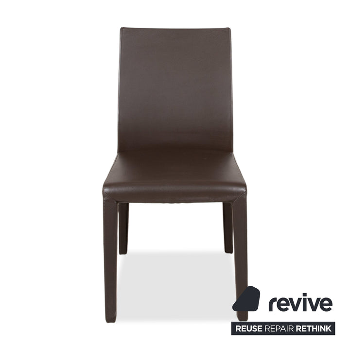 Rolf Benz 6er Garnitur Stühle Leder Braun Mokka