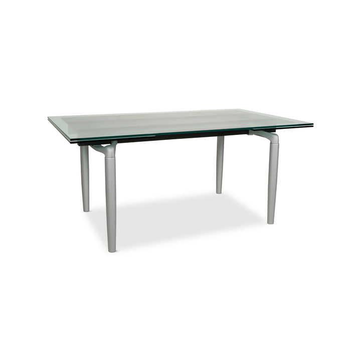 Rolf Benz 8170 table à manger en verre argenté avec fonction extensible