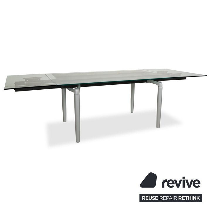 Rolf Benz 8170 table à manger en verre argenté avec fonction extensible