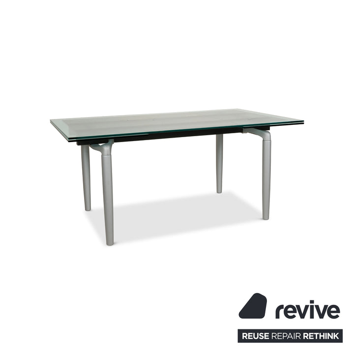 Rolf Benz 8170 table à manger en verre argenté avec fonction extensible