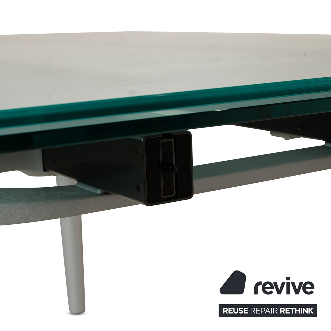 Rolf Benz 8170 table à manger en verre argenté avec fonction extensible