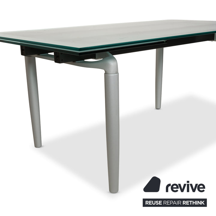 Rolf Benz 8170 table à manger en verre argenté avec fonction extensible