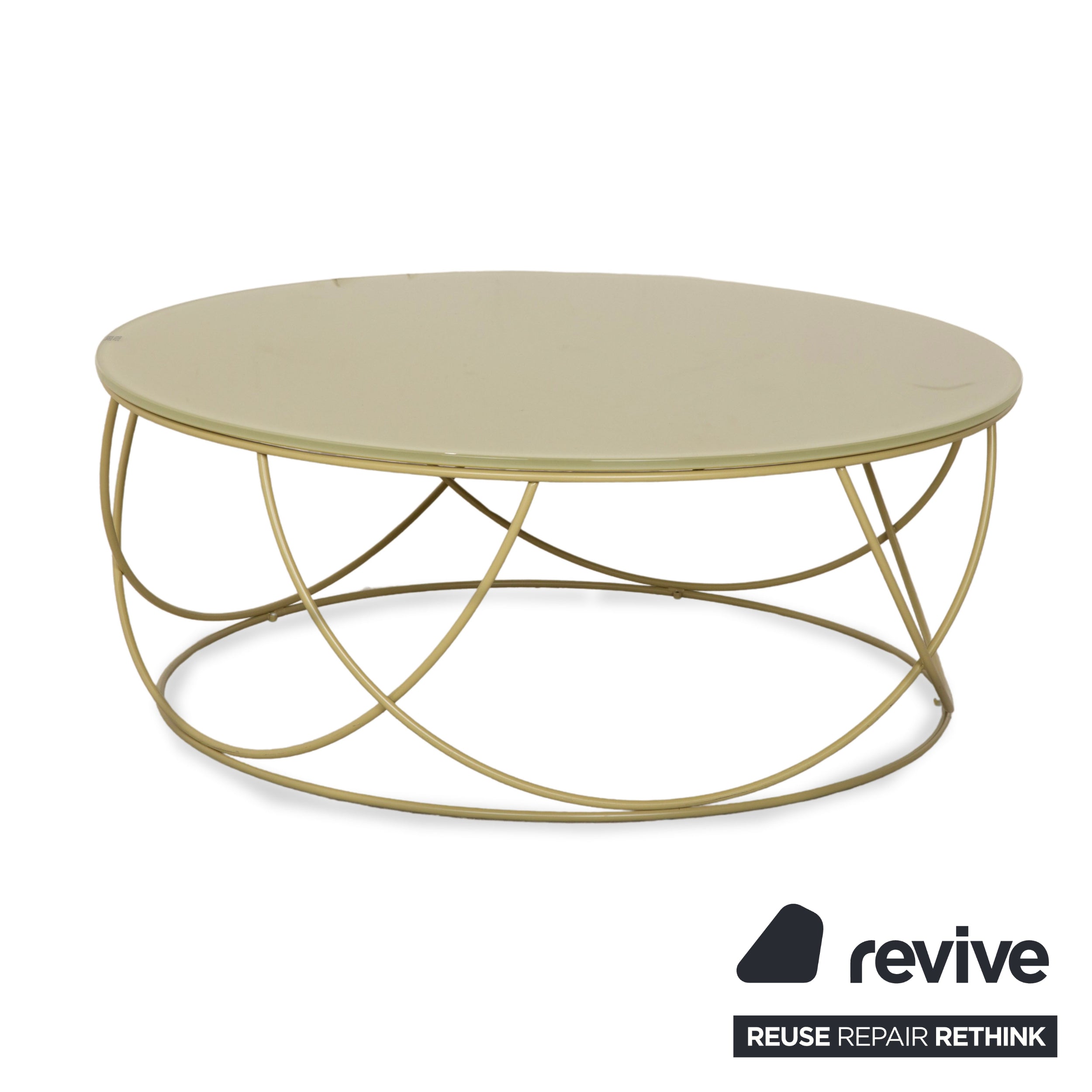 Table basse en verre vert olive Rolf Benz 8770 80 cm