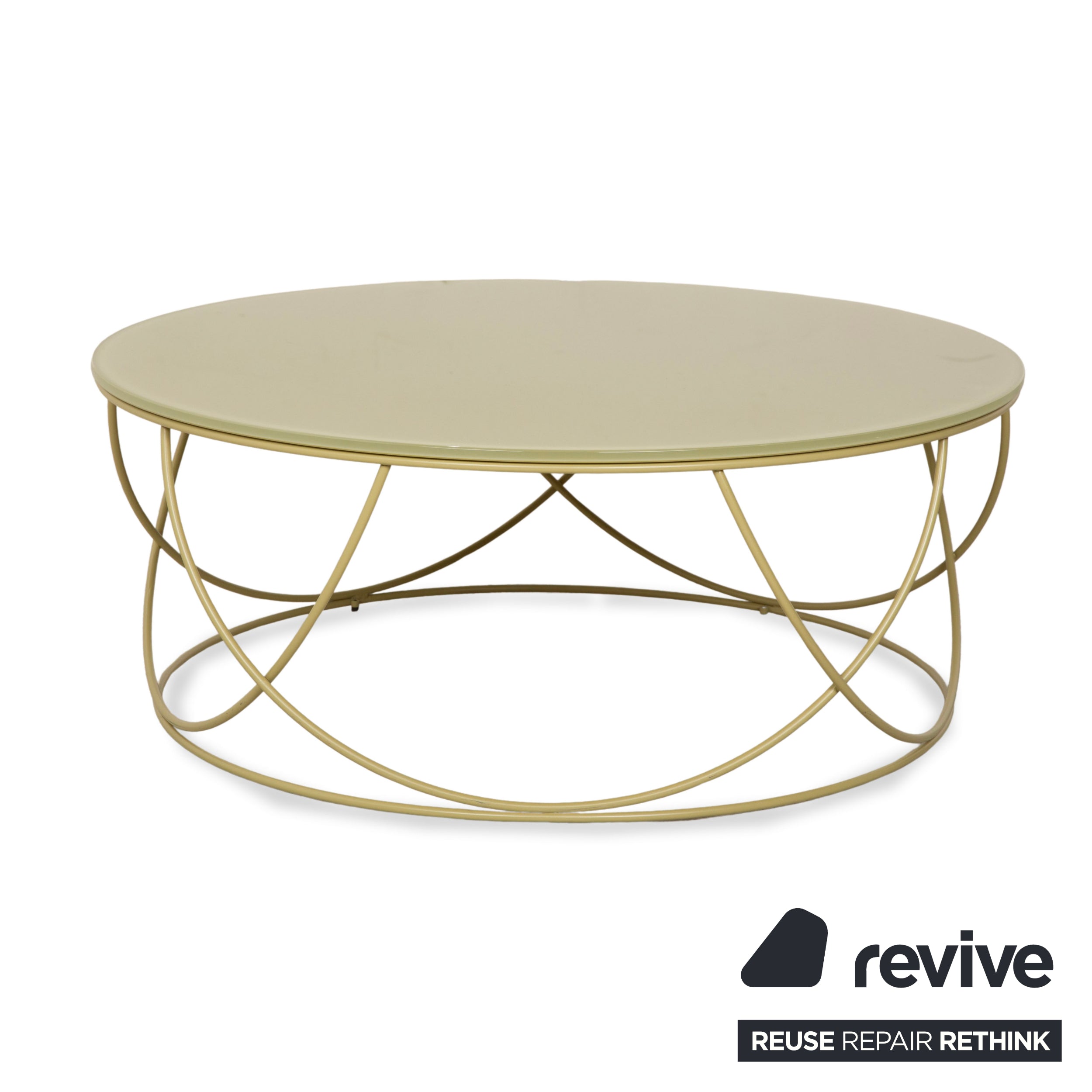 Table basse en verre vert olive Rolf Benz 8770 80 cm