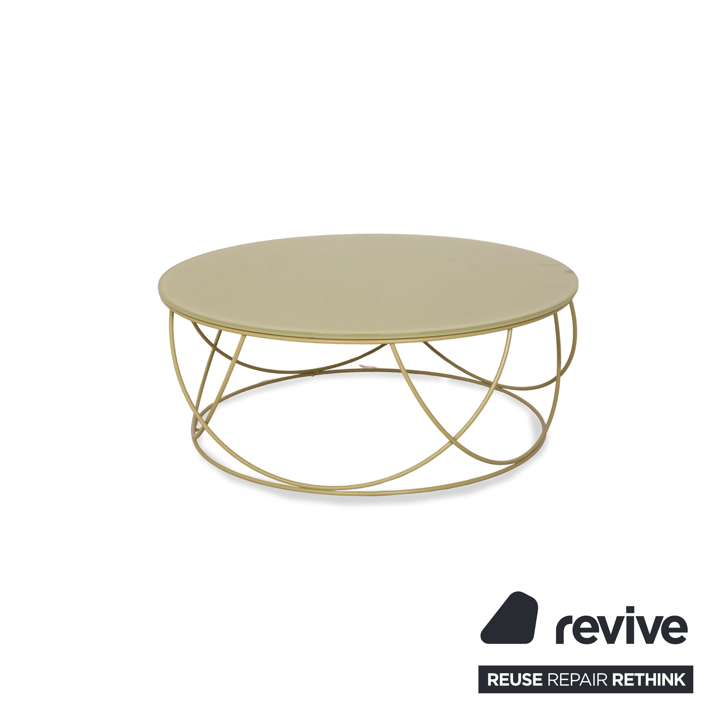 Table basse en verre vert olive Rolf Benz 8770 80 cm