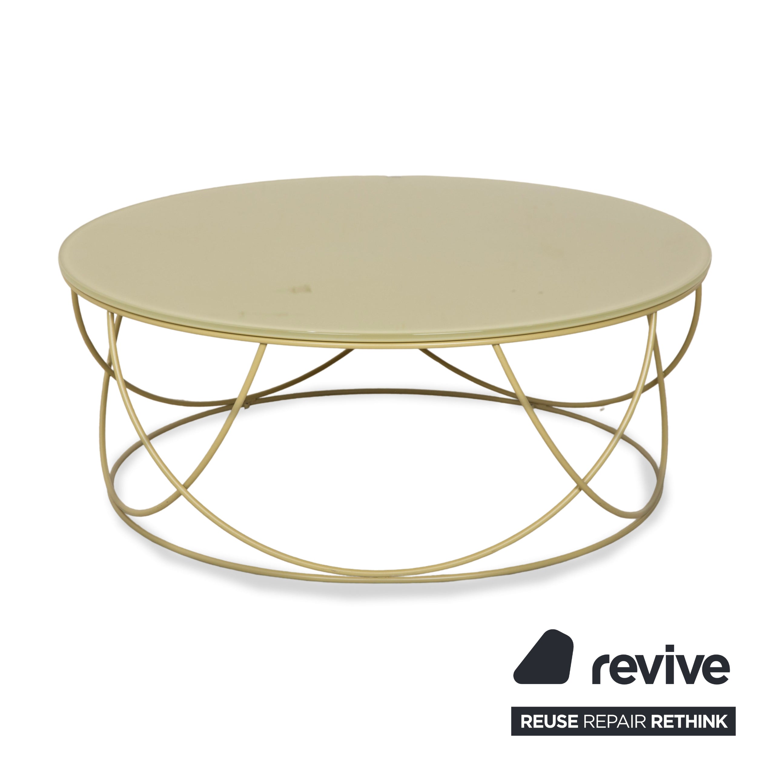 Table basse en verre vert olive Rolf Benz 8770 80 cm