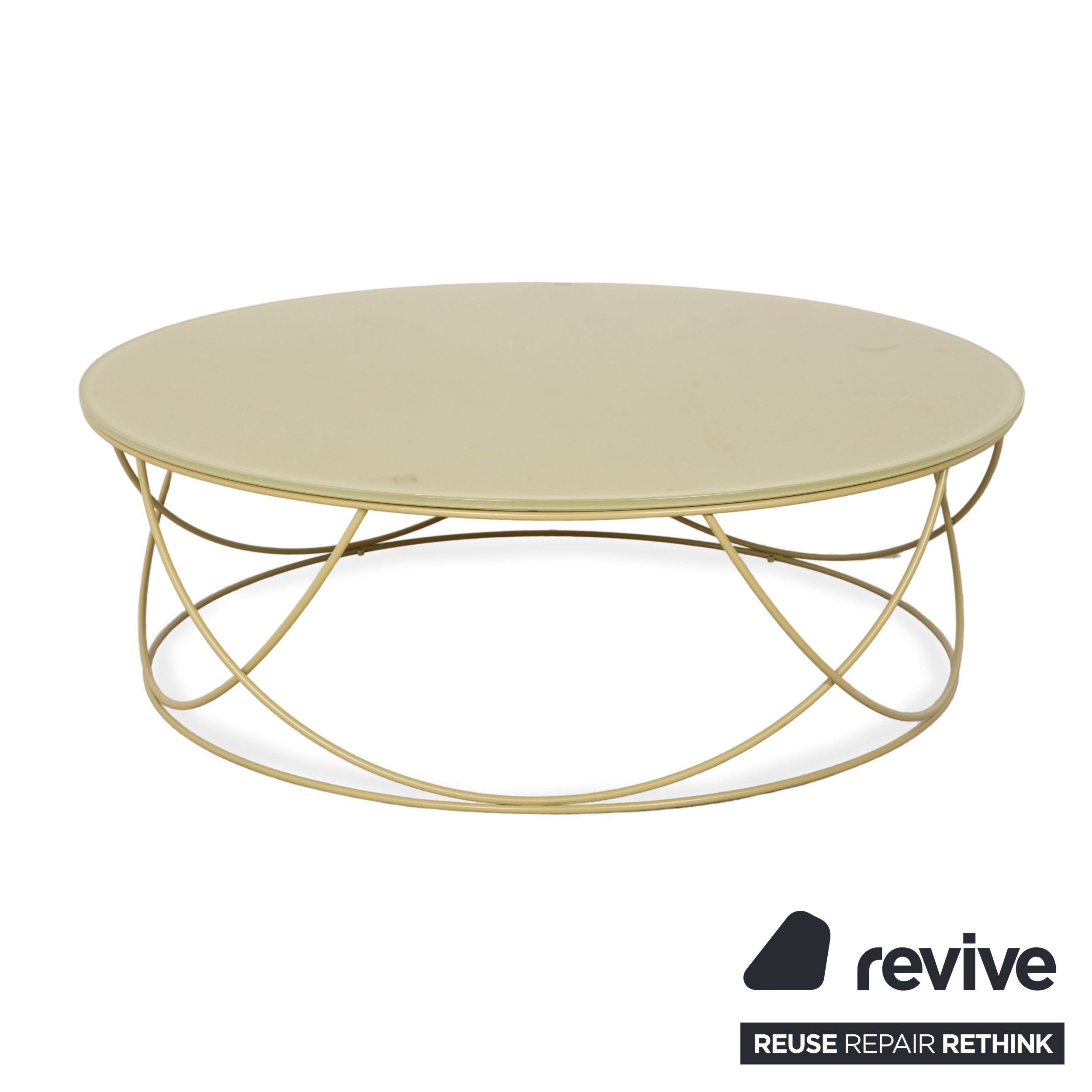 Table basse en verre vert olive Rolf Benz 8770 95 cm