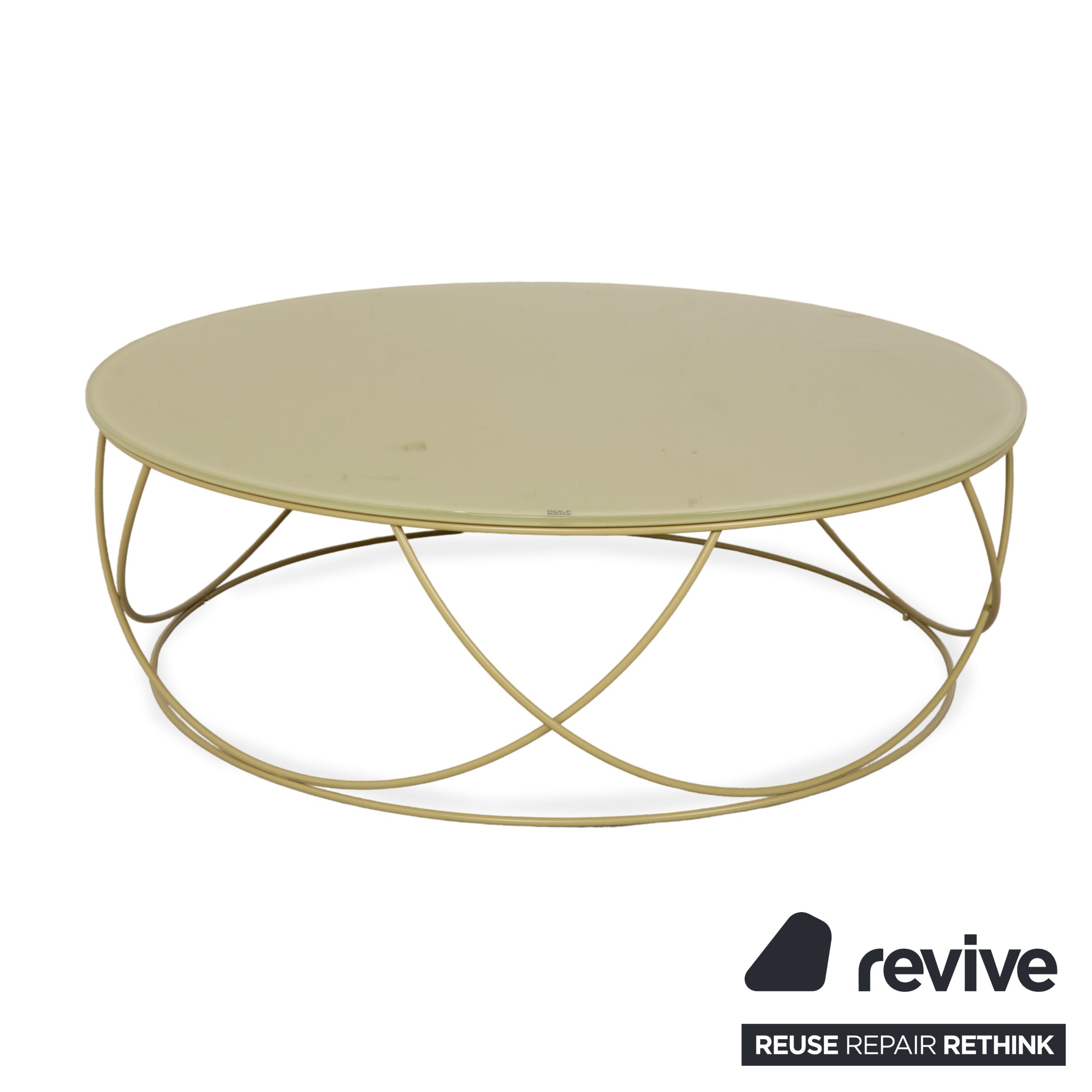 Table basse en verre vert olive Rolf Benz 8770 95 cm