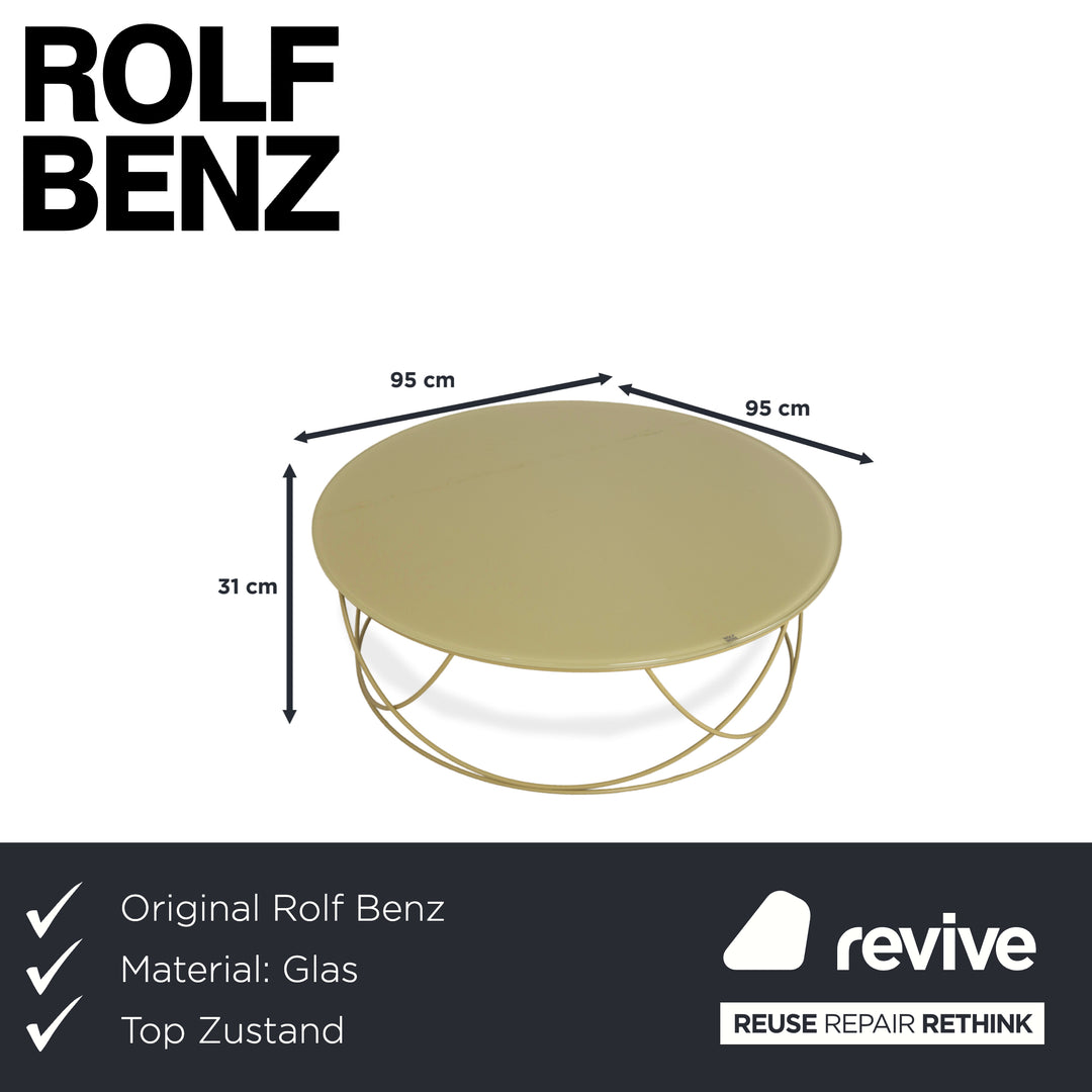Rolf Benz 8770 Glas Grün Oliv Couchtisch 95 cm