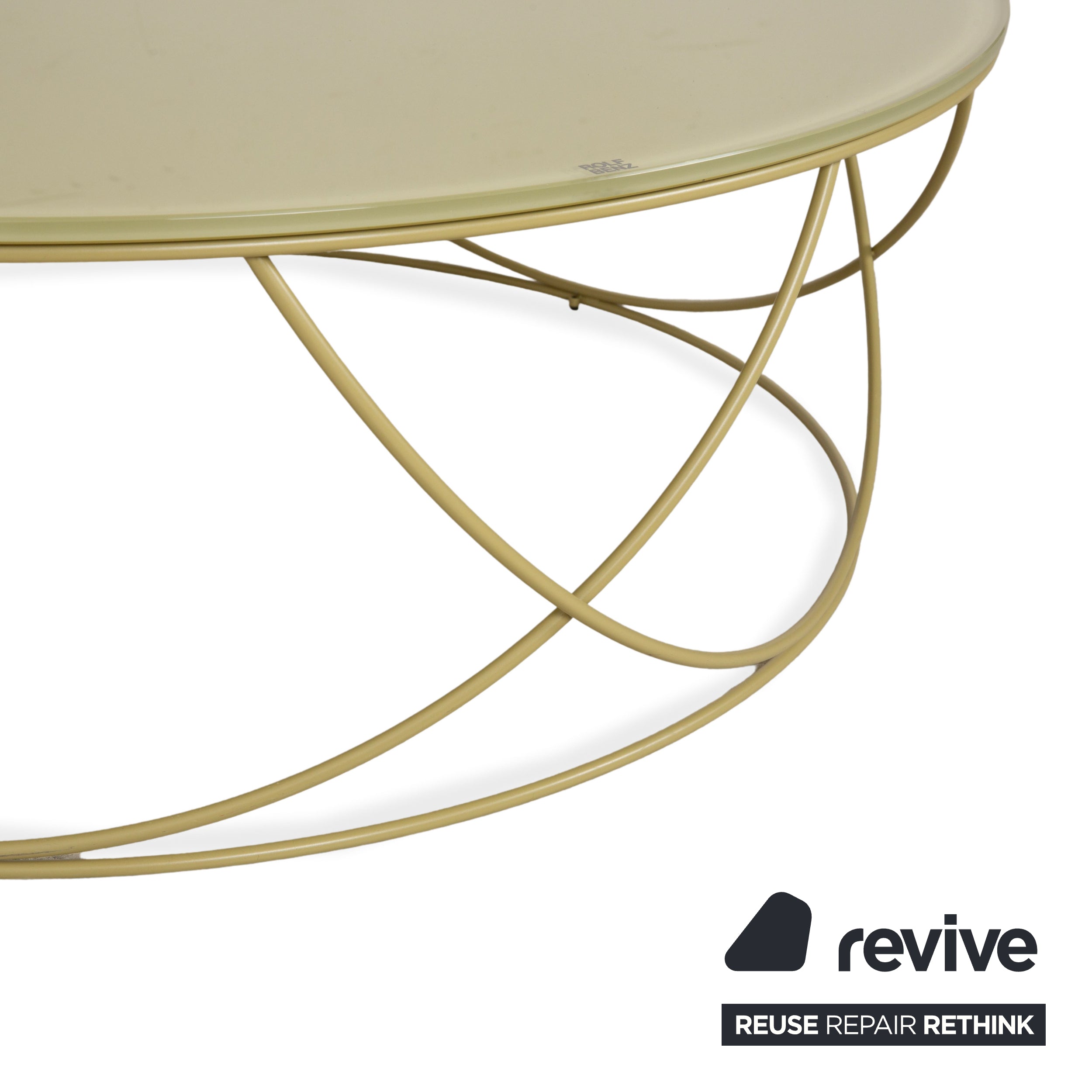 Table basse en verre vert olive Rolf Benz 8770 95 cm