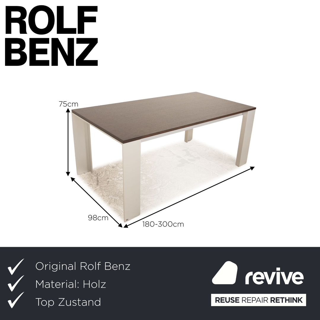 Rolf Benz 8910 wooden dining table brown oak extendable 180/300 x 75 x 98 cm