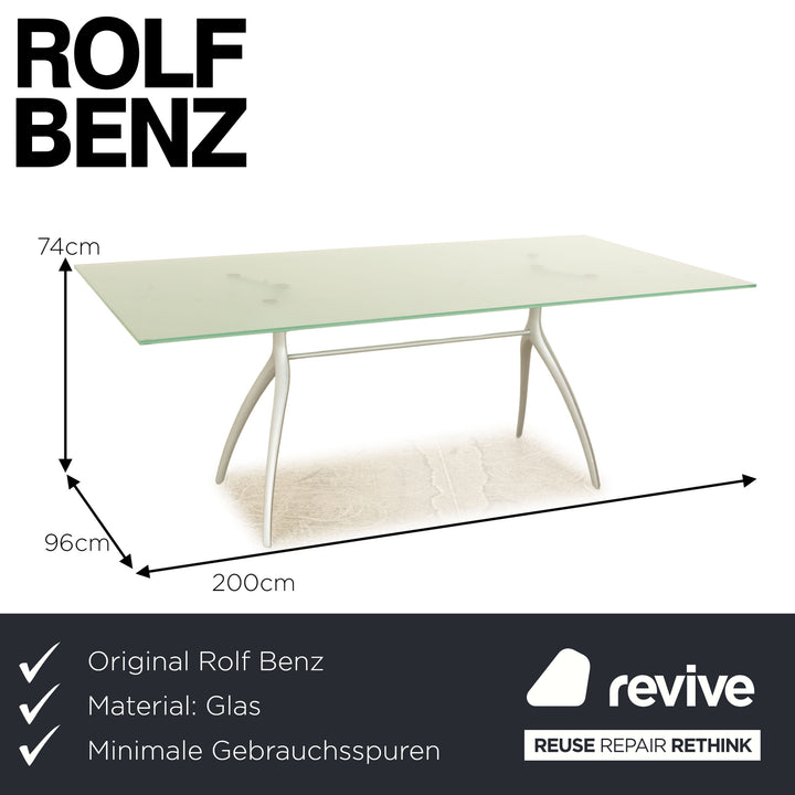 Rolf Benz 8990 glass dining table 200 x 74 x 96 cm silver