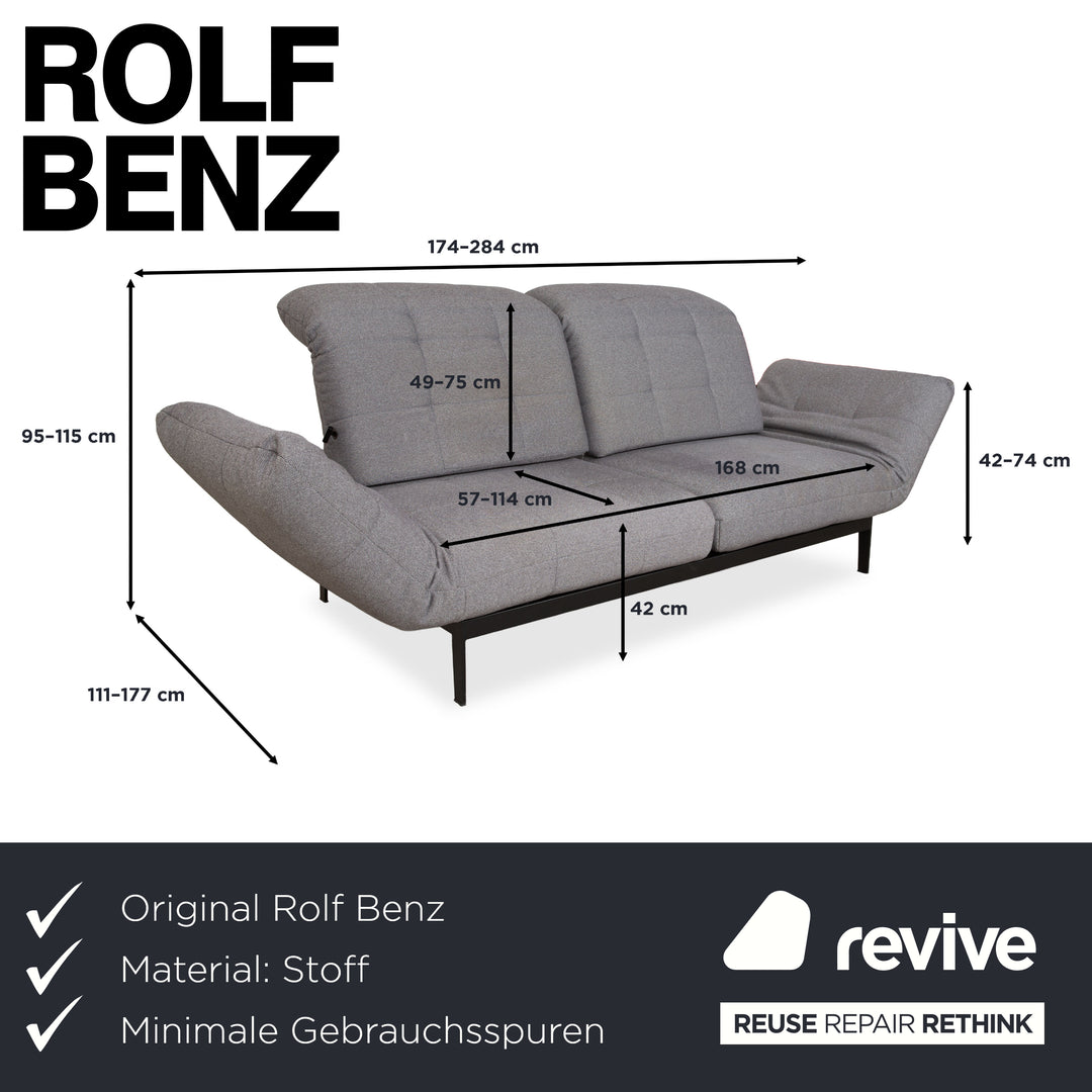 Rolf Benz Agio 342 fabric two-seater grey manual function sofa couch
