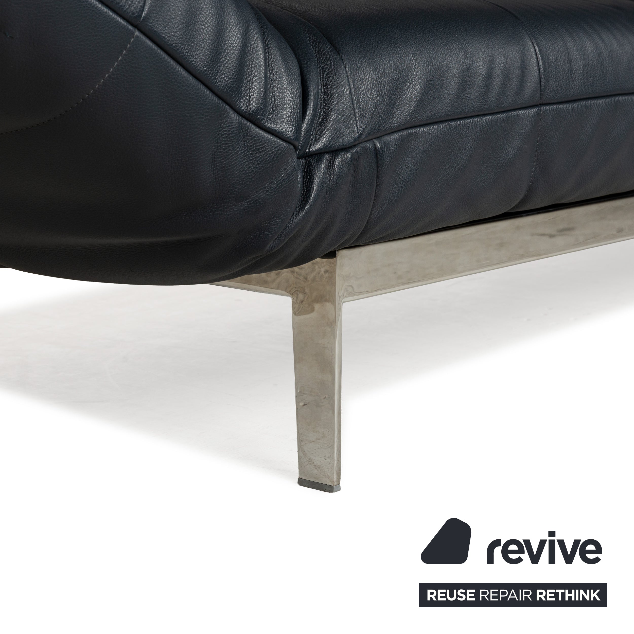 Rolf Benz Agio Leder Zweisitzer Blau Relax Sofa manuelle Funktion Couch Dunkelblau Chrom