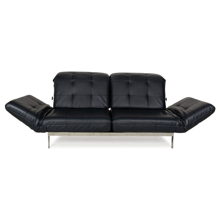 Rolf Benz Agio Leder Zweisitzer Blau Relax Sofa manuelle Funktion Couch Dunkelblau Chrom