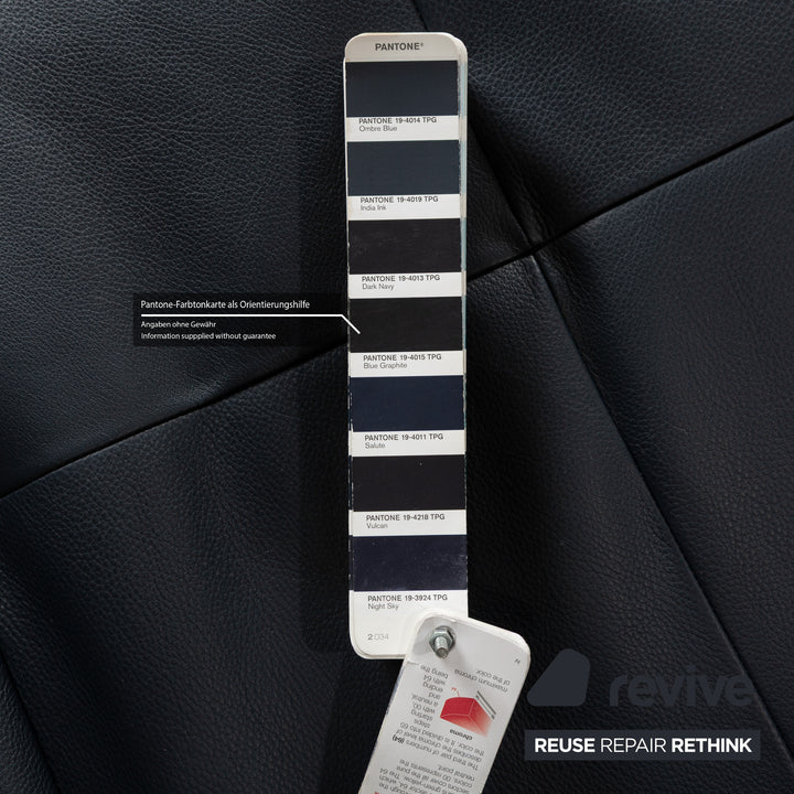 Rolf Benz Agio Leather Two-Seater Blue Relax Sofa Manual Function Couch Dark Blue Chrome