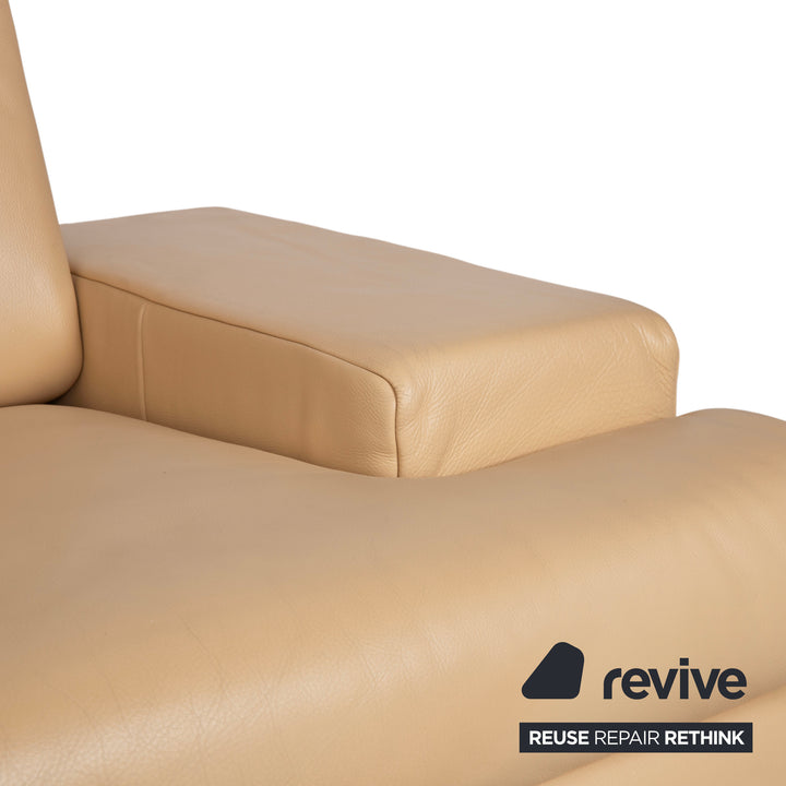 Canapé Rolf Benz AK 644 trois places en cuir, crème/beige