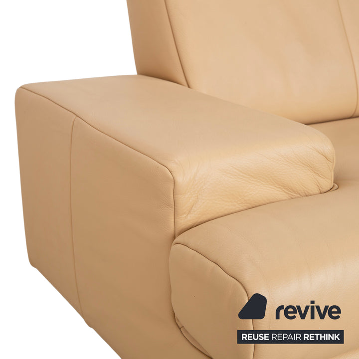 Canapé Rolf Benz AK 644 trois places en cuir, crème/beige