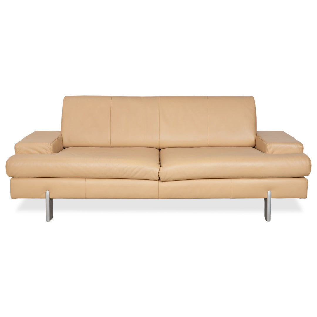 Canapé Rolf Benz AK 644 trois places en cuir, crème/beige