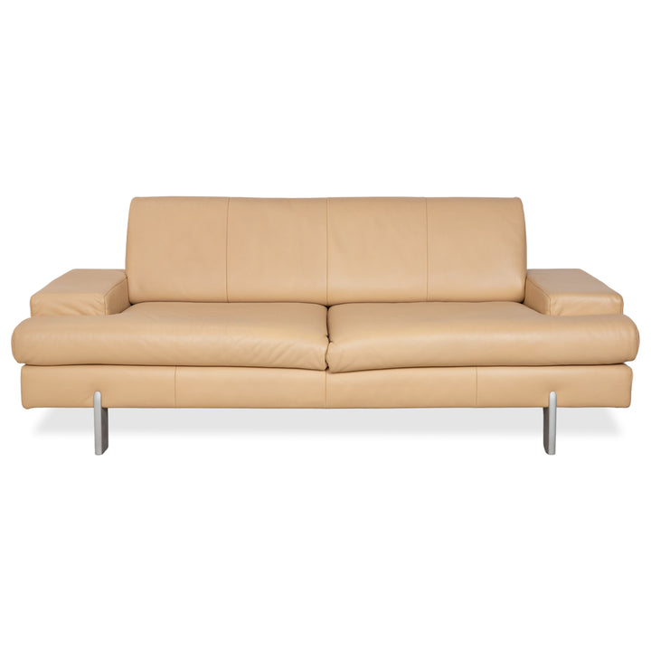Canapé Rolf Benz AK 644 trois places en cuir, crème/beige