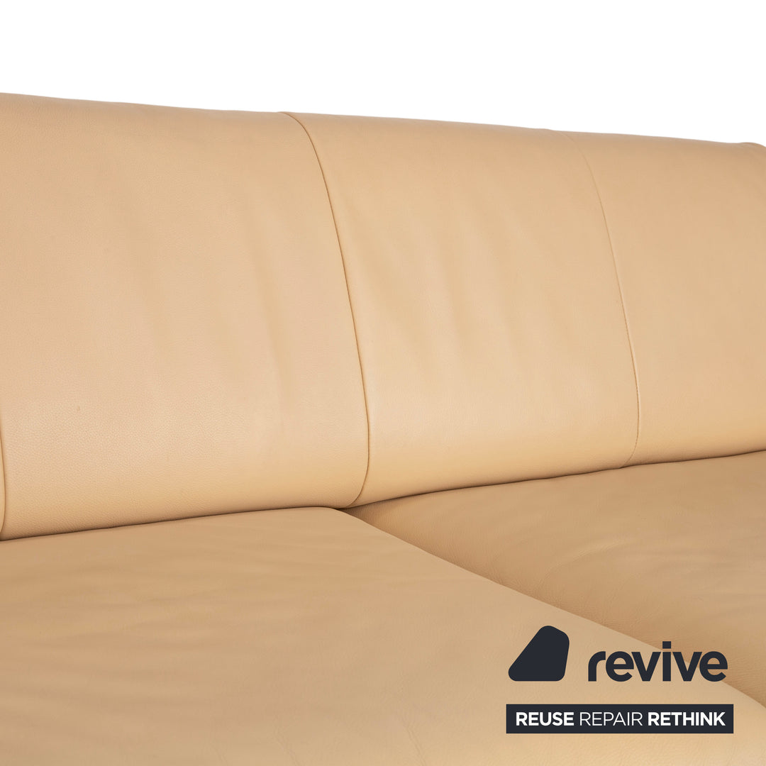 Canapé Rolf Benz AK 644 trois places en cuir, crème/beige