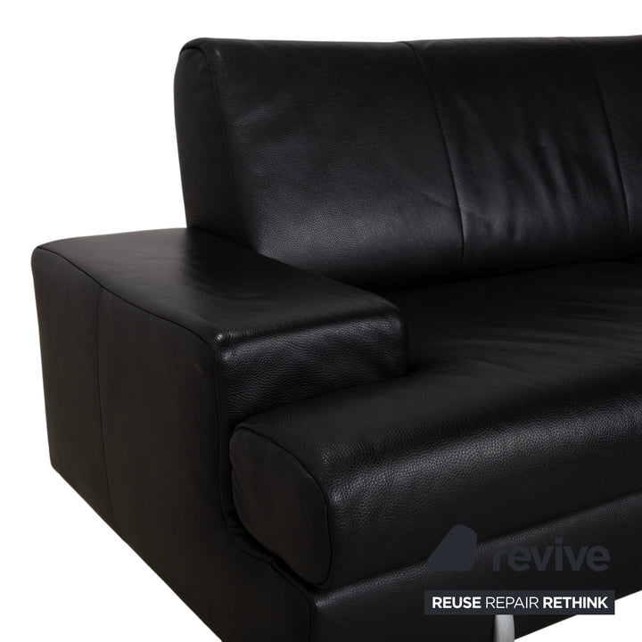 Canapé trois places en cuir noir Rolf Benz AK 644
