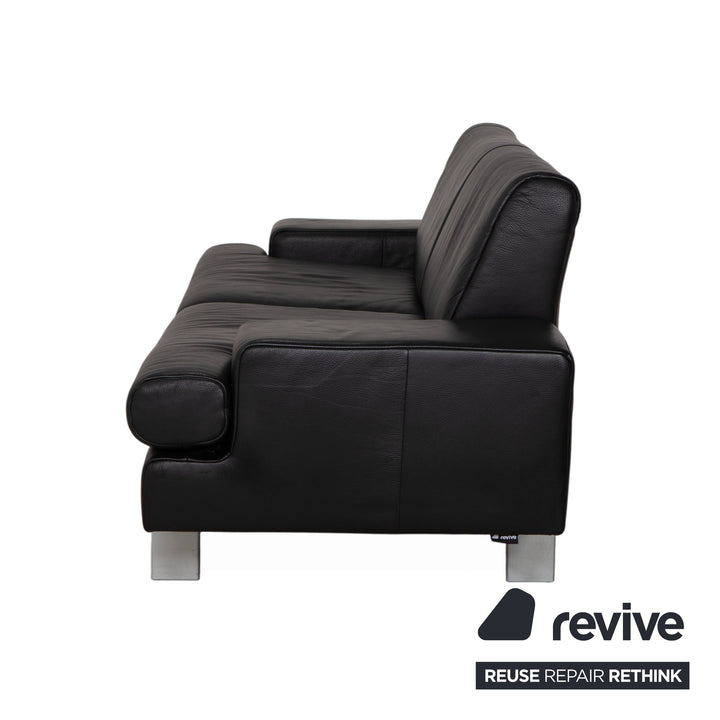 Canapé trois places en cuir noir Rolf Benz AK 644