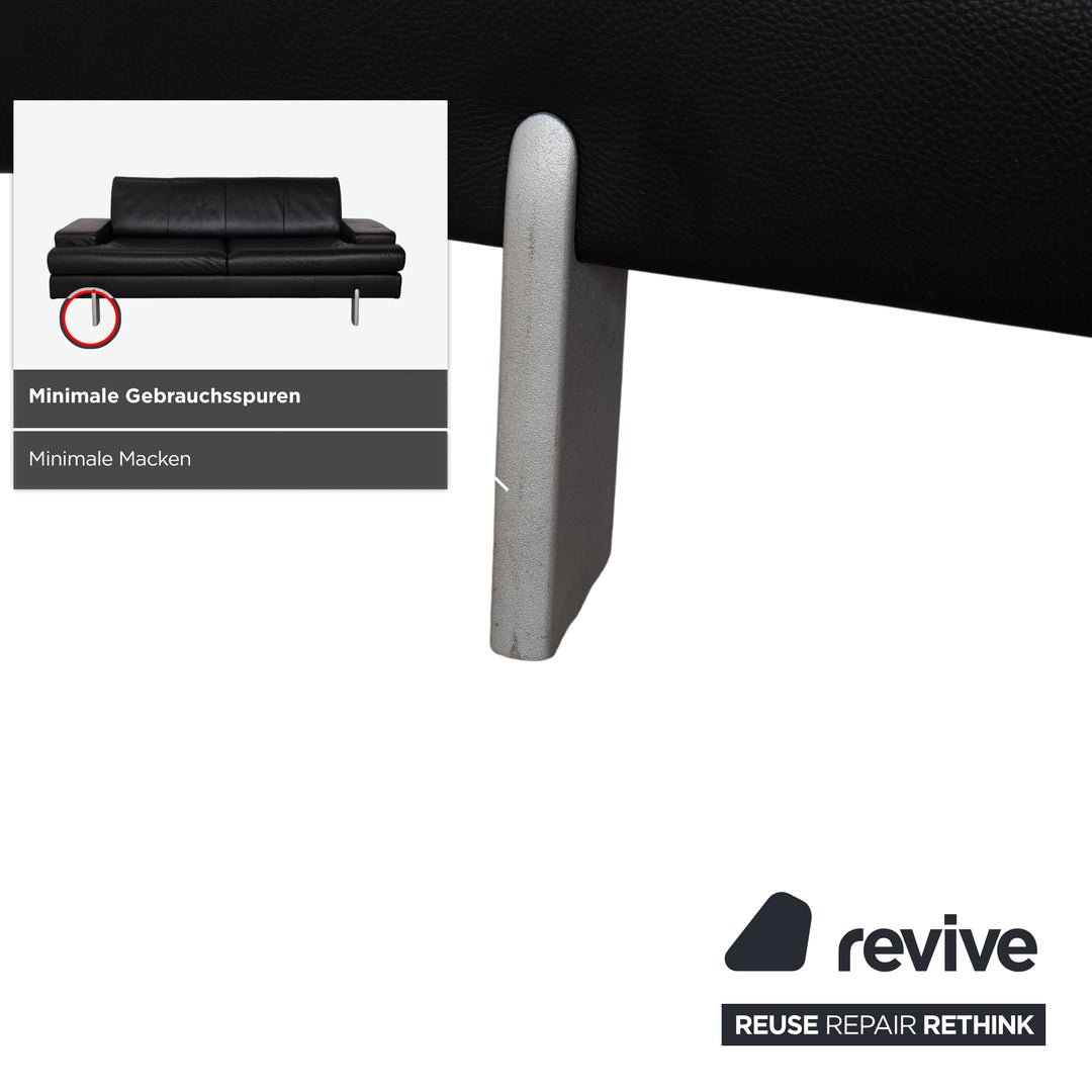 Rolf Benz AK 644 Dreisitzer Leder Sofa Schwarz Couch