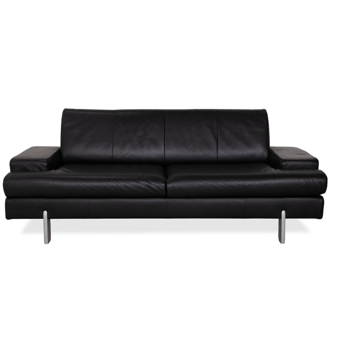 Canapé trois places en cuir noir Rolf Benz AK 644