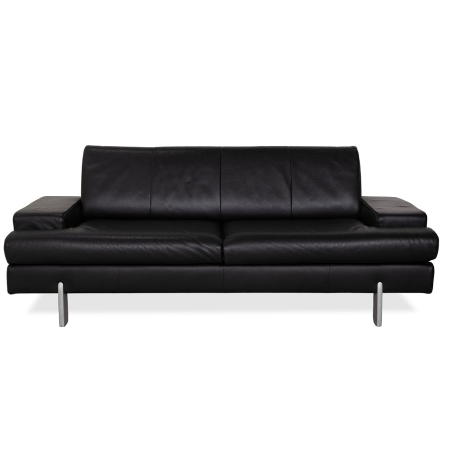 Canapé trois places en cuir noir Rolf Benz AK 644