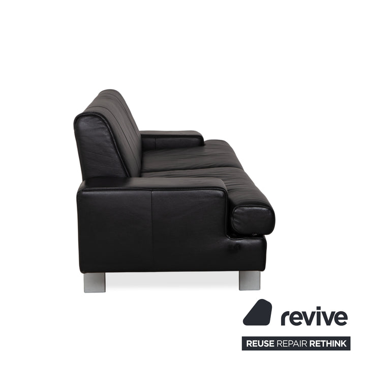 Canapé trois places en cuir noir Rolf Benz AK 644
