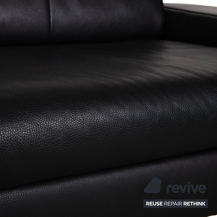 Rolf Benz AK 644 Dreisitzer Leder Sofa Schwarz Couch