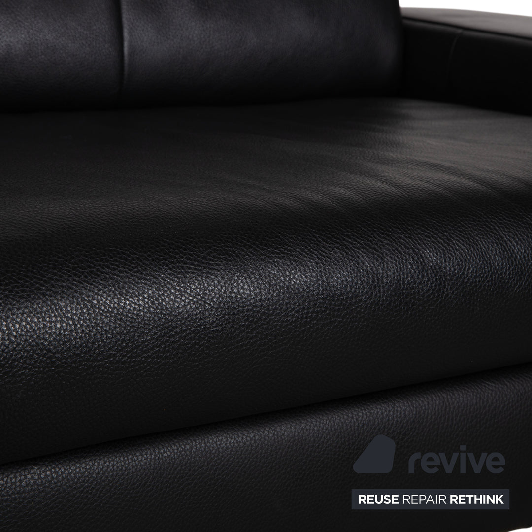 Canapé trois places en cuir noir Rolf Benz AK 644