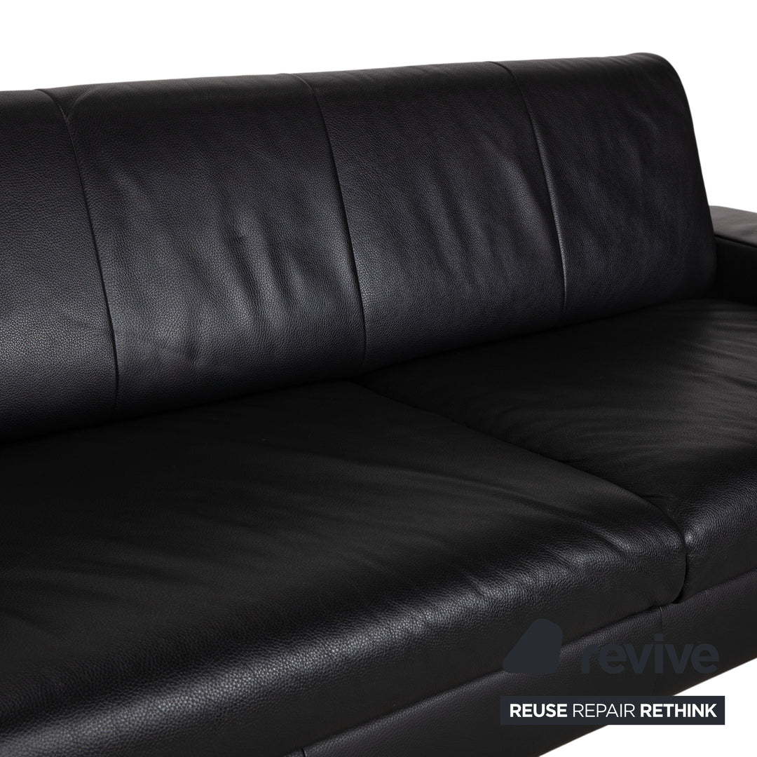 Canapé trois places en cuir noir Rolf Benz AK 644