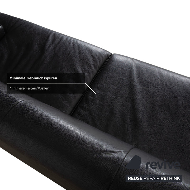 Canapé trois places en cuir noir Rolf Benz AK 644