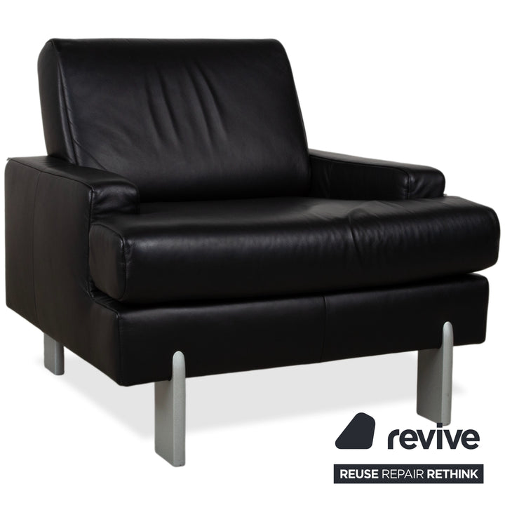 Rolf Benz AK 644 Garnitur Leder 2x Sessel Schwarz