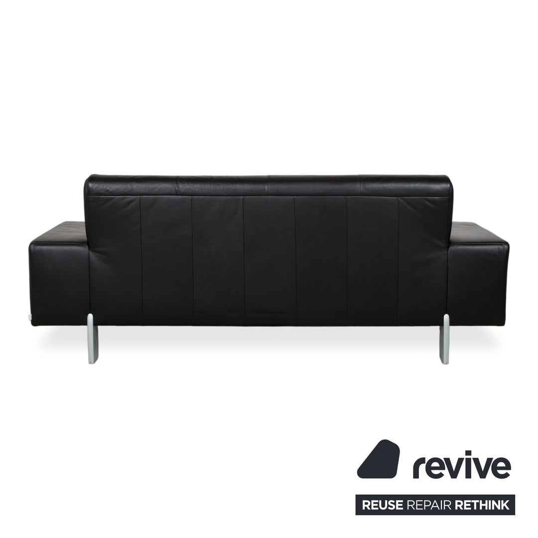 Rolf Benz AK 644 Garnitur Leder Dreisitzer 2x Sessel Schwarz Sofa Couch