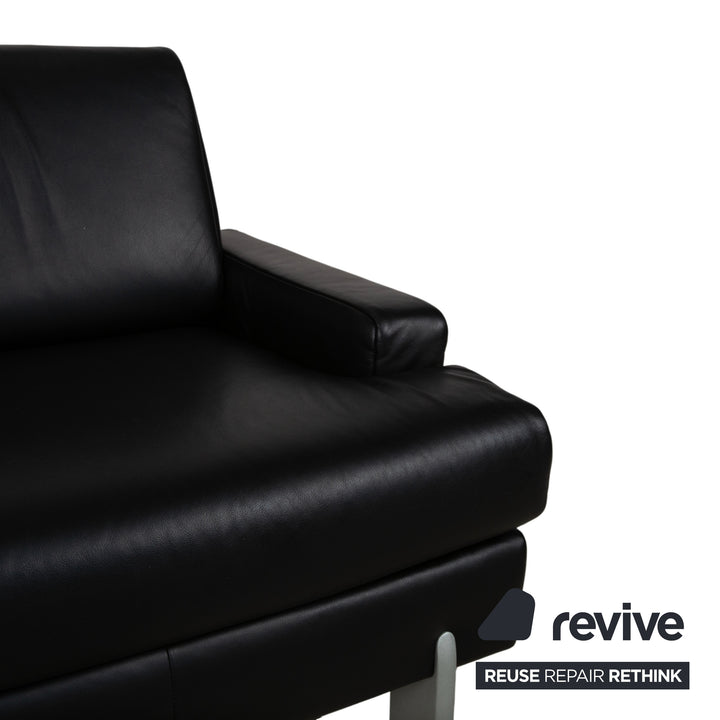 Rolf Benz AK 644 Garnitur Leder Dreisitzer 2x Sessel Schwarz Sofa Couch
