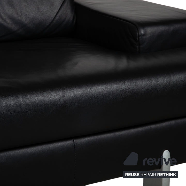 Rolf Benz AK 644 Garnitur Leder Dreisitzer 2x Sessel Schwarz Sofa Couch